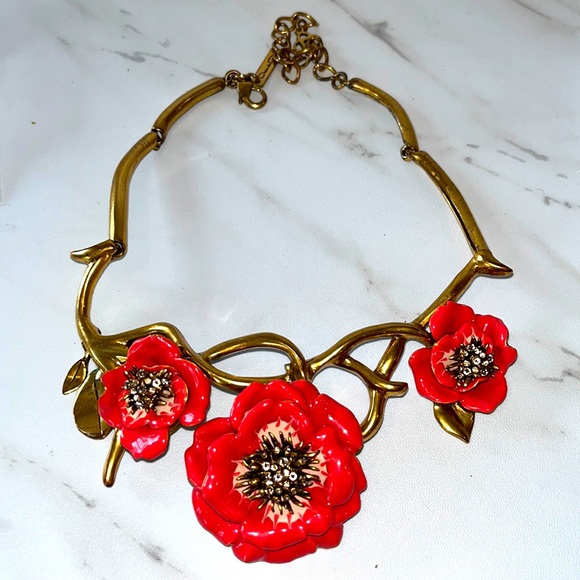 Oscar de la Renta Jewelry Oscar De La Renta Painted Flower Necklace